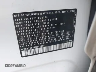 2024 Volkswagen Tiguan SE с VIN 3VVMB7AX8RM049460, выставлен на аукционе IAAI как лот 41137906 с пробегом 13 879 миль миль и . История ставок и продаж доступна на DreamBid. Изображение 9.