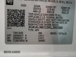 2024 GMC Terrain SLE z VIN 3GKALMEG3RL295589, wystawiony jako Copart lot #56999915 z przebiegiem 34 722 mil mil oraz Czysty tytuł • Clean title. Historia ofert i sprzedaży dostępna na DreamBid. Obrazek 13.
