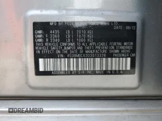 2013 Subaru Legacy Premium with VIN 4S3BMBC62D3013328, listed as a Copart auction lot 54391555 with 85,154 mi miles and Salvage Title. Bid and sale history available at DreamBid. Image 12.