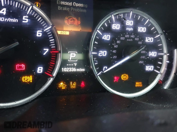 2019 Acura TLX with VIN 19UUB1F38KA009420, listed as a IAAI auction lot 41459987 with 102,336 mi miles. Bid and sale history available at carsss.com. Image 7.