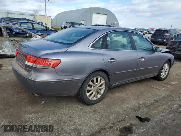 2007 Hyundai Azera SE with VIN KMHFC46F47A166915, listed as a Copart auction lot 88978785 with 0 mi miles and Salvage Title. Bid and sale history available at carsss.com. Image 3.