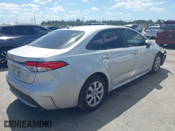 2020 Toyota Corolla LE with VIN 5YFEPRAEXLP125579, listed as a IAAI auction lot 41840413 with 65,672 mi miles. Bid and sale history available at carsss.com. Image 4.