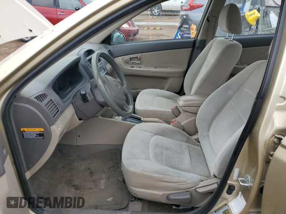 2009 Kia Spectra LX z VIN KNAFE222195652337, wystawiony jako Copart lot #45874605 z przebiegiem 141 149 mil mil oraz Szkoda całkowita • Salvage title. Historia ofert i sprzedaży dostępna na DreamBid. Obrazek 7.