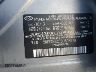 2013 Hyundai Sonata SE with VIN 5NPEC4AC7DH808979, listed as a Copart auction lot 45734105 with 131,908 mi miles and Salvage title. Bid and sale history available at DreamBid. Image 12.