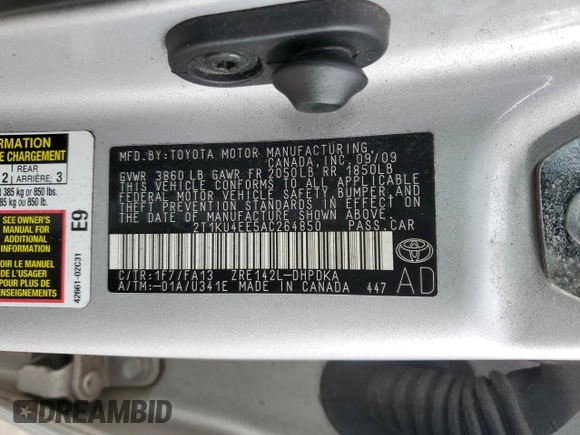 2010 Toyota Matrix with VIN 2T1KU4EE5AC264850, listed as a Copart auction lot 43833245 with 101,391 mi miles and Clean Title. Bid and sale history available at carsss.com. Image 12.