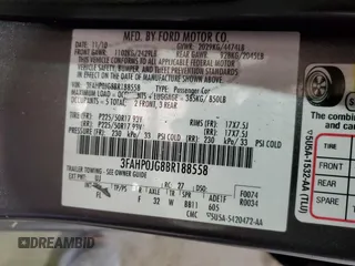 2011 Ford Fusion SEL with VIN 3FAHP0JG8BR188558, listed as a Copart auction lot 84230214 with 133,275 mi miles and Salvage Title. Bid and sale history available at carsss.com. Image 14.