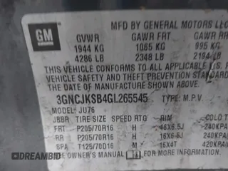 2016 Chevrolet Trax LS with VIN 3GNCJKSB4GL265545, listed as a IAAI auction lot 41701659 with 111,942 mi miles. Bid and sale history available at carsss.com. Image 9.