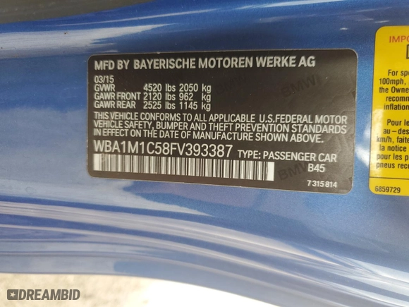 2015 BMW 2 Series M235i with VIN WBA1M1C58FV393387, listed as a Copart auction lot 75863564 with 108,848 mi miles and Non Repairable. Bid and sale history available at carsss.com. Image 13.