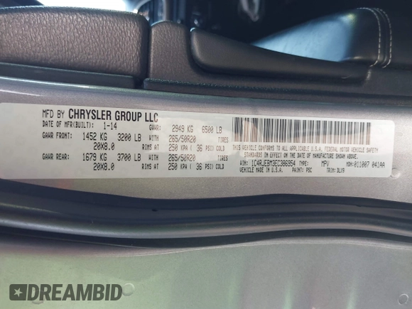 2014 Jeep Grand Cherokee Limited with VIN 1C4RJEBM3EC386954, listed as a IAAI auction lot 41812278 with 172,052 mi miles. Bid and sale history available at carsss.com. Image 9.