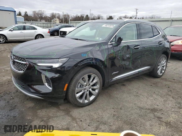 2023 Buick Envision Avenir with VIN LRBFZSR41PD189535, listed as a Copart auction lot 48213575 with 3,568 mi miles and Salvage Title. Bid and sale history available at carsss.com. Image 1.