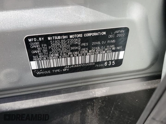 2023 Mitsubishi Outlander SE z VIN JA4J4UA8XPZ030868, wystawiony jako Copart lot #54826715 z przebiegiem 48 777 mil mil oraz Szkoda całkowita • Salvage title. Historia ofert i sprzedaży dostępna na DreamBid. Obrazek 13.