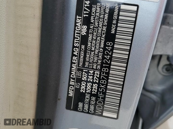 2015 Mercedes-Benz E-Class E 350 Sport with VIN WDDHF5KB7FB124248, listed as a Copart auction lot 47772775 with 69,252 mi miles and Salvage Title. Bid and sale history available at carsss.com. Image 14.