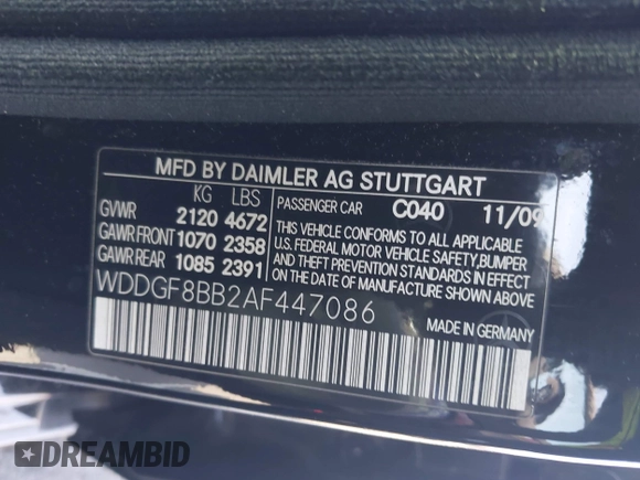 2010 Mercedes-Benz C 300 Sport with VIN WDDGF8BB2AF447086, listed as a IAAI auction lot 41793084 with 18,756 mi miles and . Bid and sale history available at carsss.com. Image 9.