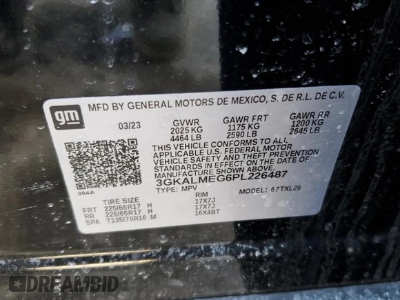 2023 GMC Terrain SLE with VIN 3GKALMEG6PL226487, listed as a Copart auction lot 43972505 with 37,970 mi miles and Salvage Title. Bid and sale history available at carsss.com. Image 15.