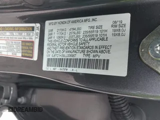 2020 Acura RDX with VIN 5J8TC1H39LL006957, listed as a IAAI auction lot 41420436 with 43,215 mi miles and . Bid and sale history available at DreamBid. Image 9.