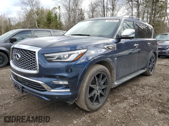 2019 Infiniti QX80 LUXE with VIN JN8AZ2NE8K9232889, listed as a Copart auction lot 53538575 with 96,642 mi miles and Clean Title. Bid and sale history available at carsss.com. Image 1.