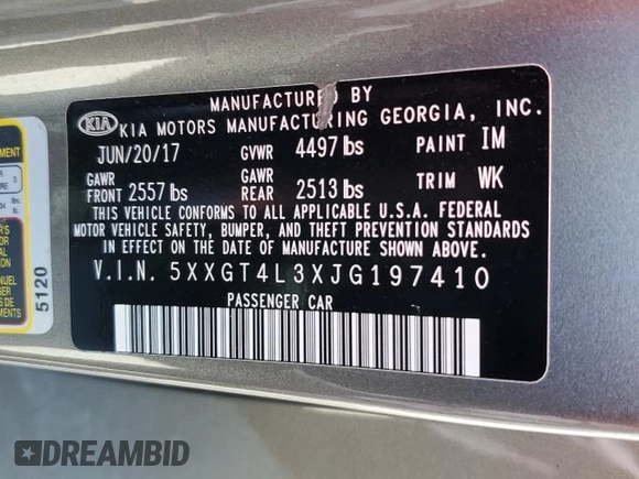 2018 Kia Optima LX with VIN 5XXGT4L3XJG197410, listed as a Copart auction lot 52569325 with 137,515 mi miles and Salvage Title. Bid and sale history available at DreamBid. Image 14.