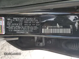 2014 Kia Rio LX with VIN KNADM4A36E6370196, listed as a Copart auction lot 52152155 with 123,672 mi miles and Salvage Title. Bid and sale history available at DreamBid. Image 13.