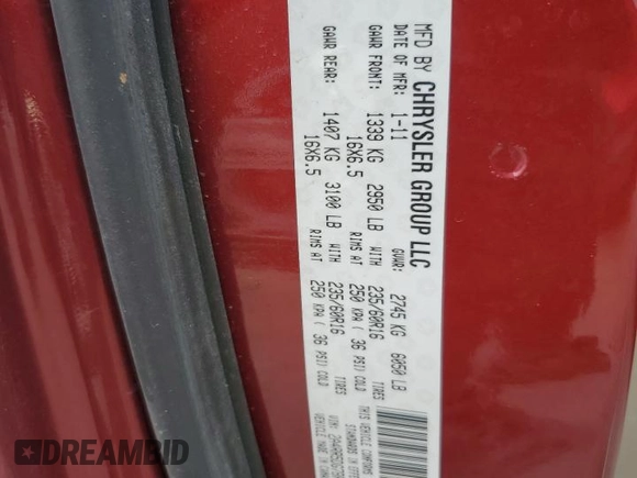 2011 Chrysler Town & Country Touring with VIN 2A4RR5DG7BR665272, listed as a Copart auction lot 53699655 with 189,364 mi miles and Salvage Title. Bid and sale history available at DreamBid. Image 13.