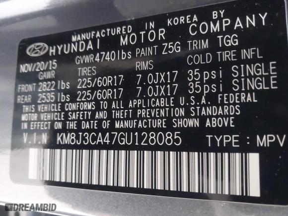 2016 Hyundai Tucson SE with VIN KM8J3CA47GU128085, listed as a IAAI auction lot 41109798 with 156,861 mi miles. Bid and sale history available at carsss.com. Image 9.