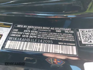 2020 Mercedes-Benz E-Class E 450 with VIN W1K1K6HB1LF142095, listed as a IAAI auction lot 41304127 with 37,678 mi miles. Bid and sale history available at carsss.com. Image 9.