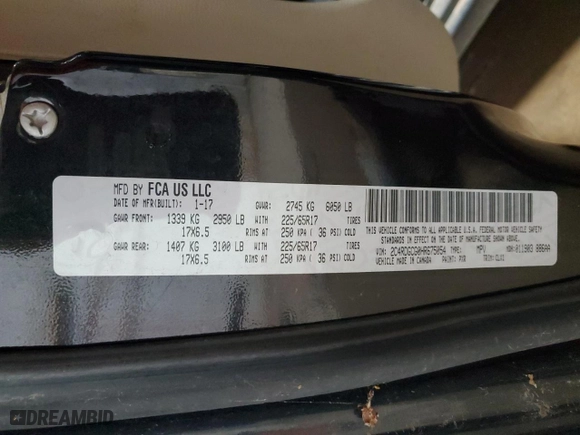 2017 Dodge Grand Caravan SXT with VIN 2C4RDGCG0HR675054, listed as a Copart auction lot 53189505 with 0 mi miles and Clean Title. Bid and sale history available at carsss.com. Image 13.