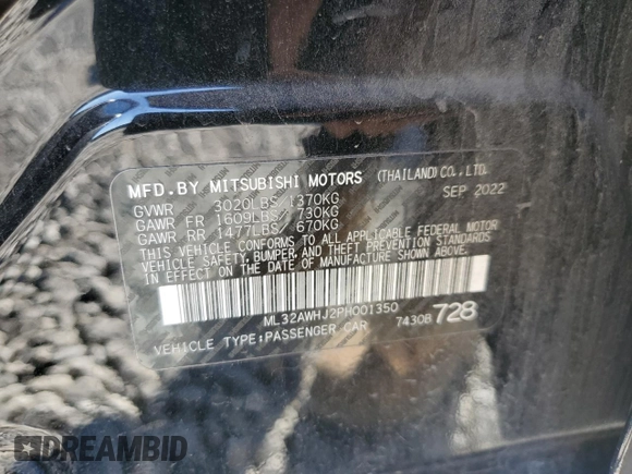 2023 Mitsubishi Mirage Black Edition с VIN ML32AWHJ2PH001350, выставлен на аукционе Copart как лот 46849375 с пробегом 31 679 миль миль и Чистый • Clean title. История ставок и продаж доступна на DreamBid. Изображение 13.