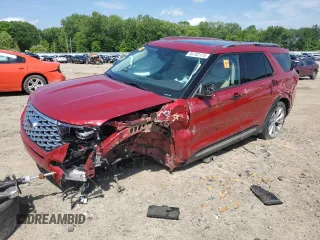2022 Ford Explorer Platinum z VIN 1FM5K8HC9NGA75383, wystawiony jako Copart lot #54702175 z przebiegiem 65 848 mil mil oraz Szkoda całkowita • Salvage title. Historia ofert i sprzedaży dostępna na DreamBid. Obrazek 1.