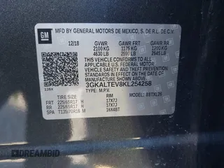 2019 GMC Terrain SLE with VIN 3GKALTEV8KL254258, listed as a IAAI auction lot 40973439 with 60,886 mi miles. Bid and sale history available at carsss.com. Image 9.