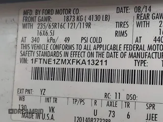 2015 Ford Transit Cargo with VIN 1FTNE1ZMXFKA13211, listed as a IAAI auction lot 41917739 with 250,146 mi miles. Bid and sale history available at carsss.com. Image 9.
