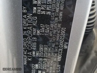 2022 Kia Niro EV S with VIN KNDCC3LGXN5153901, listed as a Copart auction lot 56321424 with 42,710 mi miles and Salvage Title. Bid and sale history available at carsss.com. Image 14.