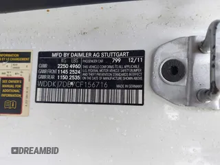 2012 Mercedes-Benz E 550 with VIN WDDKJ7DB7CF156716, listed as a IAAI auction lot 41915988 with 180,809 mi miles and . Bid and sale history available at DreamBid. Image 9.