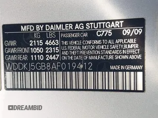2010 Mercedes-Benz E-Class E 350 with VIN WDDKJ5GB8AF019412, listed as a IAAI auction lot 42099100 with 162,473 mi miles. Bid and sale history available at carsss.com. Image 9.