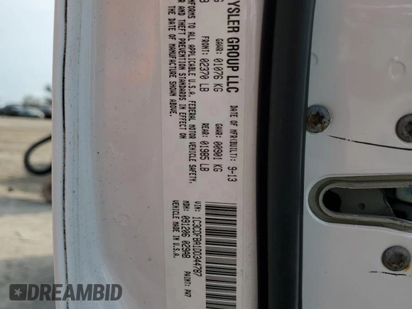 2013 Dodge Dart SXT with VIN 1C3CDFBA1DD344787, listed as a Copart auction lot 48639364 with 134,341 mi miles and Salvage Title. Bid and sale history available at carsss.com. Image 12.