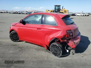 2024 FIAT 500e INSPI(RED) with VIN ZFAFFAA4XRX205823, listed as a Copart auction lot 75035344 with 2,897 mi miles and Salvage Title. Bid and sale history available at carsss.com. Image 2.