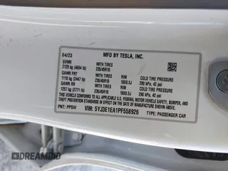 2023 Tesla Model 3 z VIN 5YJ3E1EA1PF558926, wystawiony jako IAAI lot #41958520 z przebiegiem 30 798 mil mil oraz . Historia ofert i sprzedaży dostępna na DreamBid. Obrazek 9.