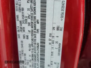 2015 Lincoln MKC z VIN 5LMTJ2AHXFUJ10820, wystawiony jako Copart lot #57139315 z przebiegiem 128 714 mil mil oraz Szkody całkowita. Historia ofert i sprzedaży dostępna na DreamBid. Obrazek 13.