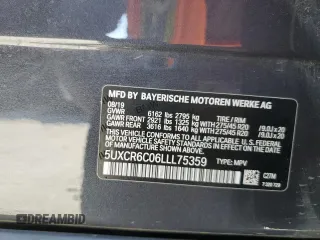 2020 BMW X5 xDrive40i with VIN 5UXCR6C06LLL75359, listed as a Copart auction lot 60897885 with 66,631 mi miles and Salvage title. Bid and sale history available at DreamBid. Image 12.