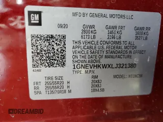 2020 Chevrolet Traverse LT Leather with VIN 1GNEVHKWXLJ321380, listed as a Copart auction lot 45502615 with 67,597 mi miles and Salvage Title. Bid and sale history available at carsss.com. Image 13.