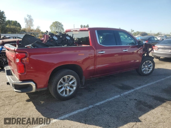 2020 Chevrolet Silverado 1500 LTZ with VIN 1GCUYGETXLZ270472, listed as a Copart auction lot 45423385 with 99,696 mi miles and Salvage Title. Bid and sale history available at DreamBid. Image 3.