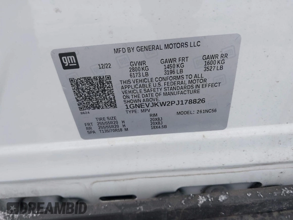 2023 Chevrolet Traverse RS z VIN 1GNEVJKW2PJ178826, wystawiony jako IAAI lot #41304984 z przebiegiem 30 036 mil mil oraz . Historia ofert i sprzedaży dostępna na DreamBid. Obrazek 9.