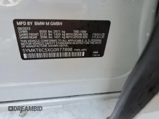 2016 BMW X5 M z VIN 5YMKT6C5XG0R77898, wystawiony jako Copart lot #43185003 z przebiegiem Nie podano mil oraz . Historia ofert i sprzedaży dostępna na DreamBid. Obrazek 14.