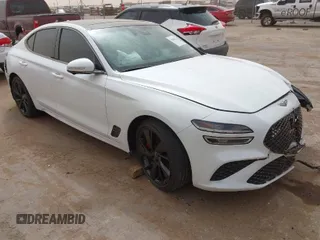 2023 Genesis G70 3.3T with VIN KMTG54TE3PU116344, listed as a IAAI auction lot 41808211 with 24,546 mi miles. Bid and sale history available at carsss.com. Image 1.
