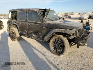 2021 Jeep Wrangler Unlimited Sahara High Altitude with VIN 1C4HJXEM0MW669053, listed as a Copart auction lot 77032134 with 41,133 mi miles and Salvage title. Bid and sale history available at DreamBid. Image 4.