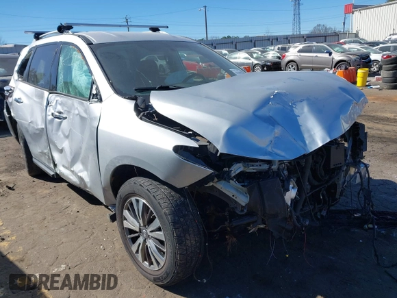 2018 Nissan Pathfinder SL with VIN 5N1DR2MM7JC647300, listed as a IAAI auction lot 41695700 with 124,573 mi miles. Bid and sale history available at carsss.com. Image 1.