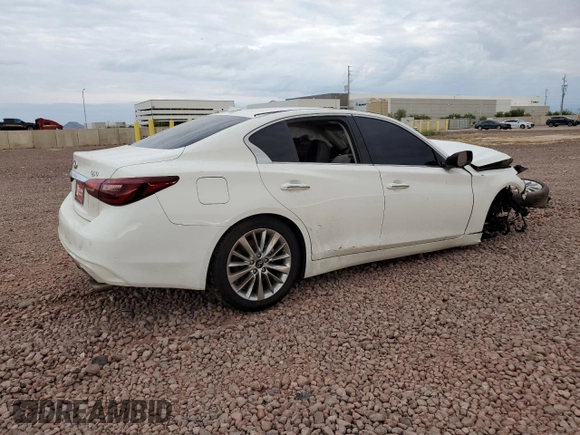 2021 Infiniti Q50 Luxe with VIN JN1EV7BR4MM752782, listed as a Copart auction lot 56160595 with 69,186 mi miles and Salvage title. Bid and sale history available at DreamBid. Image 3.
