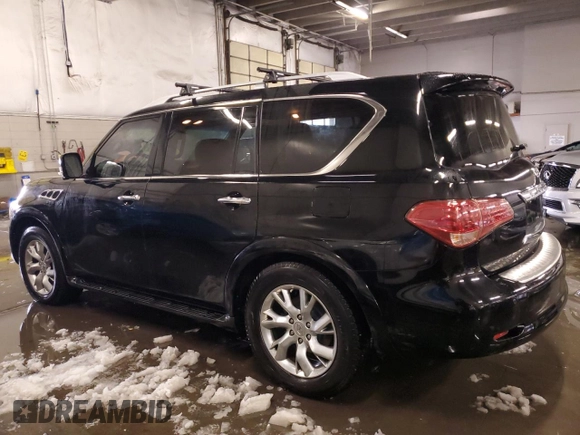 2012 Infiniti QX56 7-passenger with VIN JN8AZ2NE5C9015530, listed as a Copart auction lot 78957604 with 120,104 mi miles and Salvage Title. Bid and sale history available at carsss.com. Image 2.