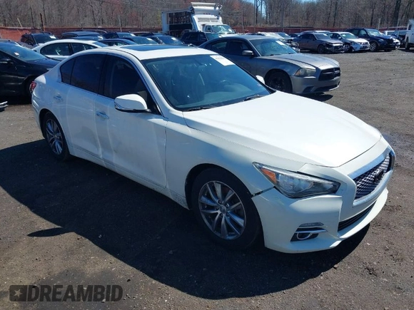 2014 Infiniti Q50 Sport with VIN JN1BV7AP7EM679296, listed as a IAAI auction lot 41834654 with 126,337 mi miles and . Bid and sale history available at DreamBid. Image 1.