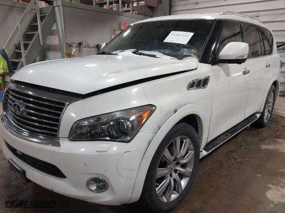 2012 Infiniti QX56 7-passenger with VIN JN8AZ2NE5C9023241, listed as a IAAI auction lot 41367449 with NaN miles. Bid and sale history available at carsss.com. Image 2.