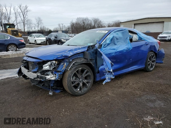 2019 Honda Civic Sport with VIN 2HGFC2F82KH536524, listed as a Copart auction lot 45204115 with 74,808 mi miles and Salvage Title. Bid and sale history available at DreamBid. Image 1.